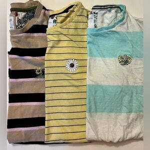 Ricky Singh x Denim & Flower lot of 3 striped short sleeve t-shirts size small